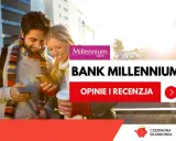 Para młoda sprawdza swój **iban** na telefonie, korzystając z aplikacji **Banku Millennium**.