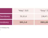 Porównanie kosztów: składka chorobowa i zasiłek chorobowy dla "Małego" i "Dużego" ZUS. Dobrowolny ZUS to opcja dla przedsiębiorców.