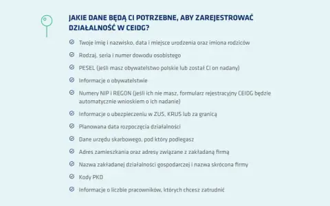Dane potrzebne do rejestracji działalności w CEIDG, w tym jak sprawdzić swój NIP.