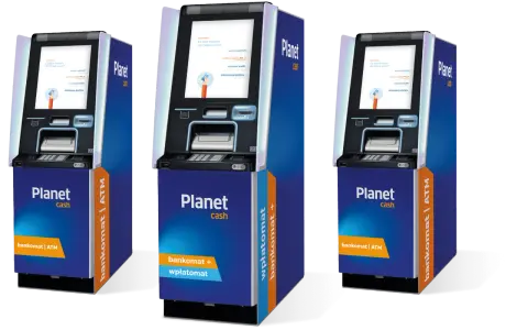 Trzy wpłatomaty Planet Cash. Szybka wpłata gotówki i BLIK.