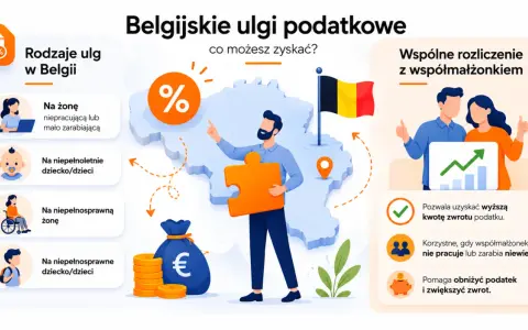 Belgijskie ulgi podatkowe: rodzaje ulg, wspólne rozliczenie z małżonkiem, wsparcie dla niepracujących i dzieci.