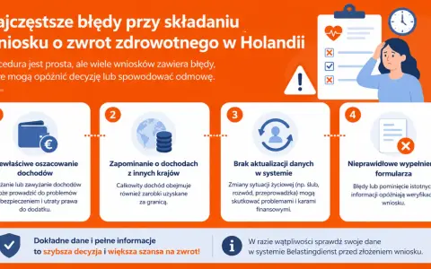 Najczęstsze błędy przy wniosku o zwrot zdrowotny w Holandii. Dowiedz się, co to zorgtoeslag i jak uniknąć błędów.