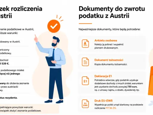 Rozliczenie podatku z Austrii w Polsce: obowiązek, warunki i potrzebne dokumenty, jak deklaracja E1 i druk EU-EWR.