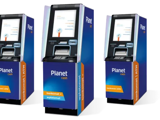 Trzy wpłatomaty Planet Cash. Szybka wpłata gotówki i BLIK.