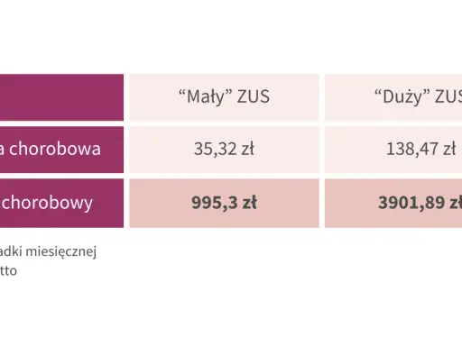 Porównanie kosztów: składka chorobowa i zasiłek chorobowy dla "Małego" i "Dużego" ZUS. Dobrowolny ZUS to opcja dla przedsiębiorców.