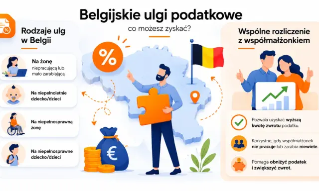 Belgijskie ulgi podatkowe: rodzaje ulg, wspólne rozliczenie z małżonkiem, wsparcie dla niepracujących i dzieci.