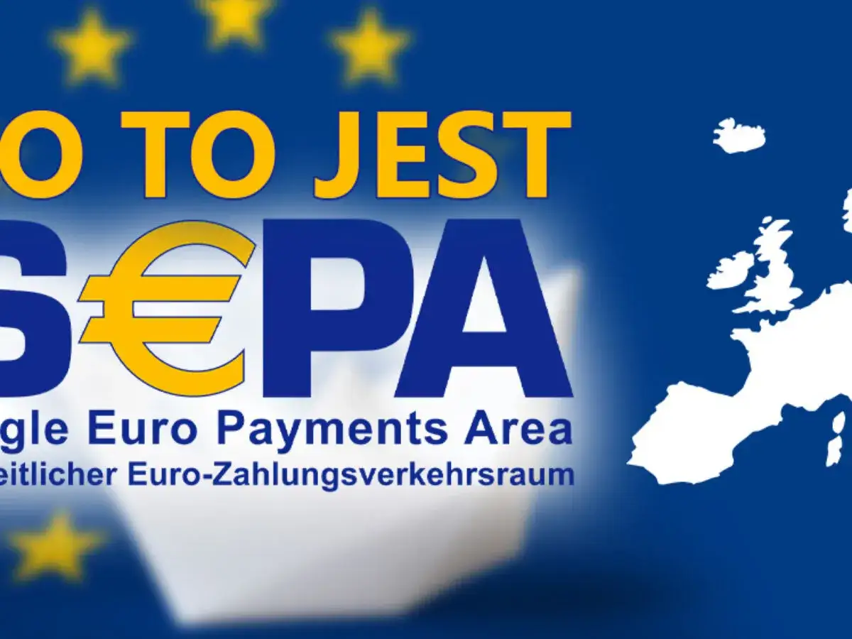 Grafika przedstawia logo SEPA, symbolizujące jednolity obszar płatności w euro. To ułatwia szybki sepa transfer.