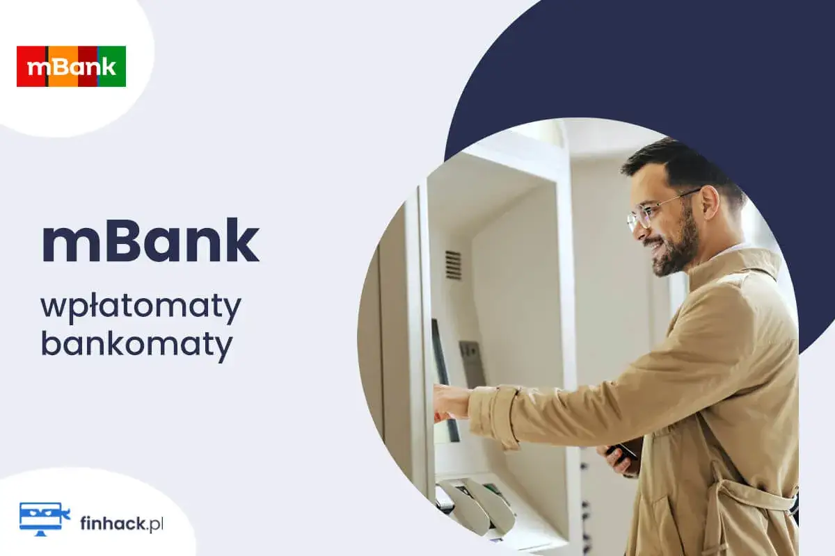 Mężczyzna korzysta z bankomatu mBanku, aby dokonać wypłaty gotówki.