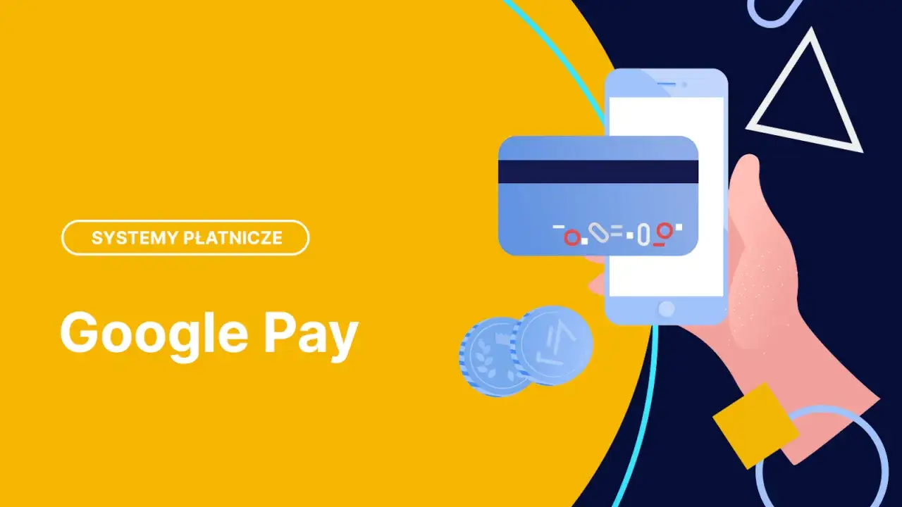 Dowiedz się, google pay jak włączyć, by płacić telefonem. Grafika przedstawia smartfon z kartą i monetami.