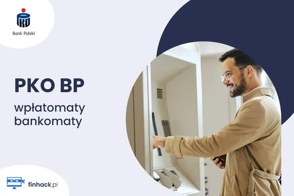 Mężczyzna korzysta z bankomatu wpłatomatu PKO BP.
