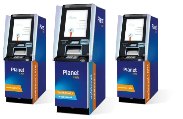 Trzy wpłatomaty Planet Cash. Szybka wpłata gotówki i BLIK.
